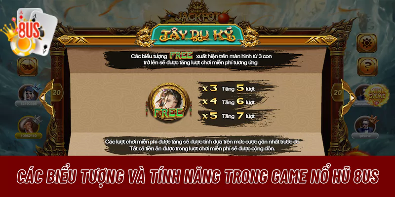 Các biểu tượng và tính năng trong game nổ hũ 8US