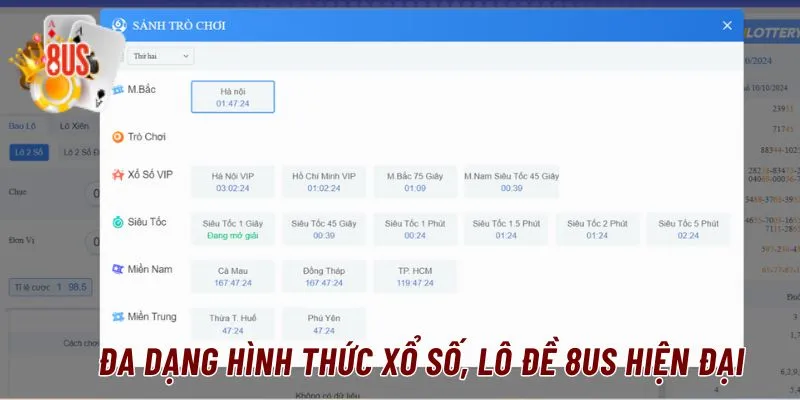 Các hình thức xổ số thú vị tại nhà cái 8US